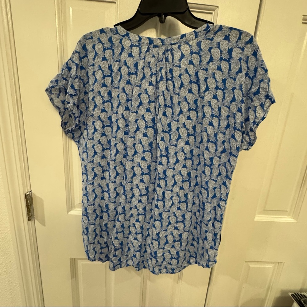 Grand & Greene Blue Pineapple Print Blouse‎ – Size M - Picture 4 of 4